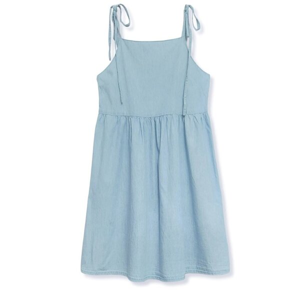 NWT ASOS Tie Straps Lightweight Denim Mini Dress - Picture 2 of 4